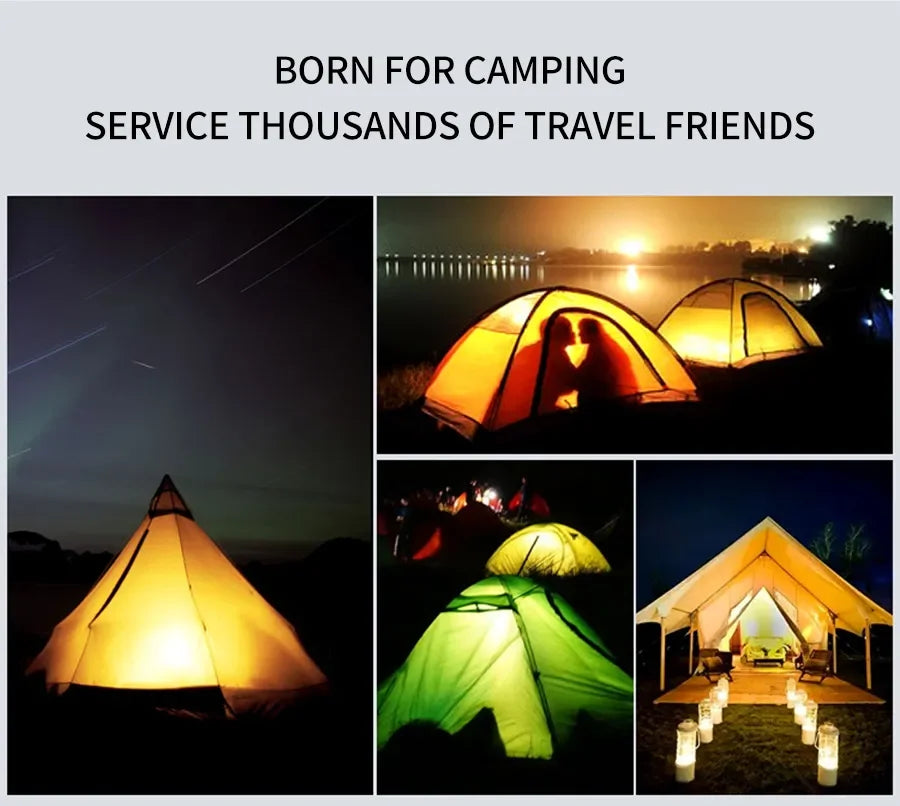 Luces de Camping portátiles, lámpara impermeable para campamento al aire libre, 2 modos de iluminación, lámpara de tienda para senderismo, patio de escalada
