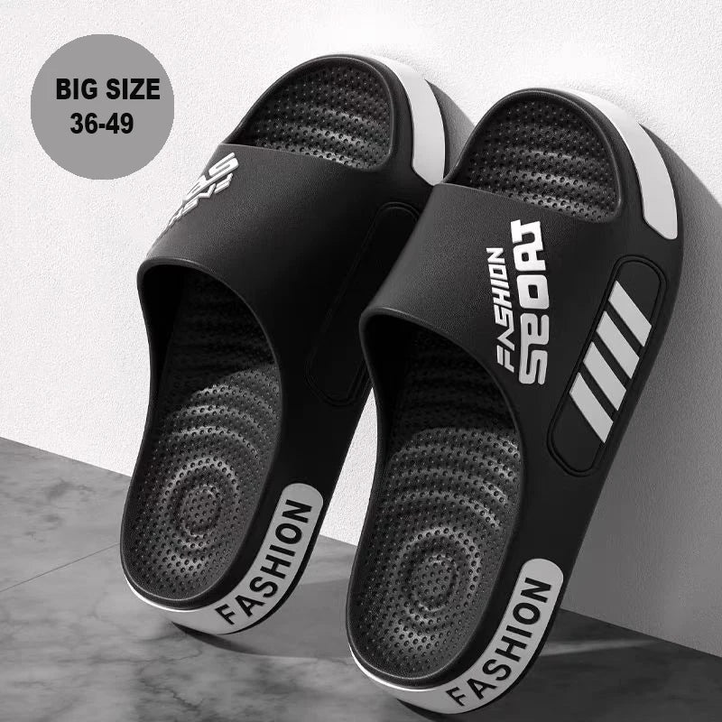 Zapatillas de hombre de talla grande 48-49, Zapatillas de casa de suela plana de verano para mujer y hombre, sandalias de tendencia con punta abierta, zapatos de playa ligeros para parejas