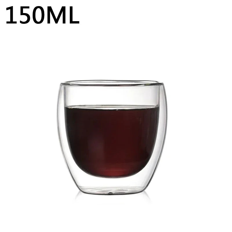 1-6 uds 80-450ML resistente al calor taza de cristal de té de doble pared cerveza café hecho a mano creativo bebida fría juego de vajilla transparente