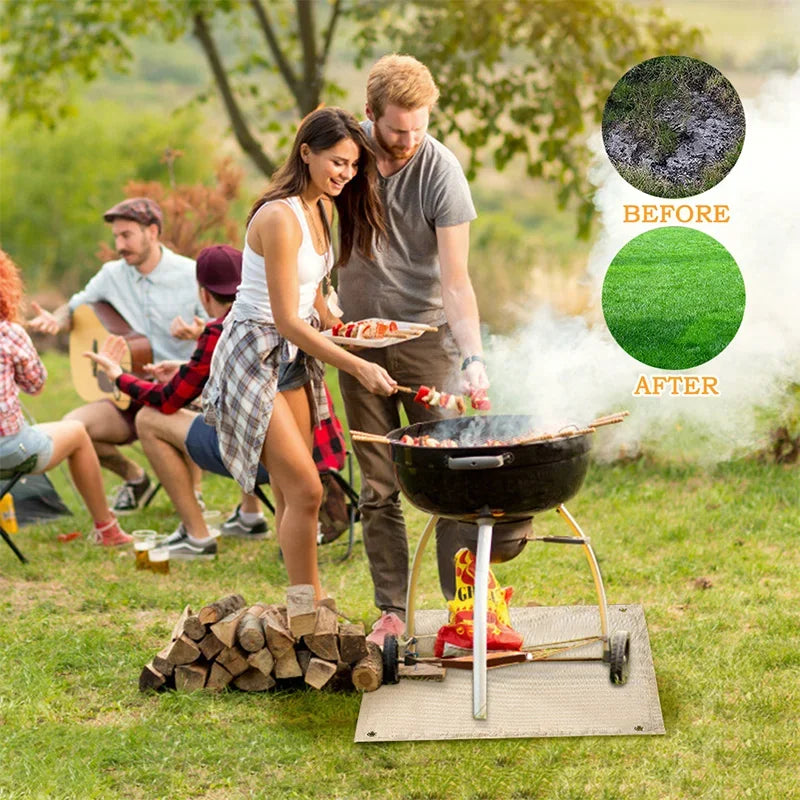 Alfombra de protección contra incendios para barbacoa, estera para acampar, Picnic, barbacoa, planchado de alta temperatura, alfombra ignífuga para exteriores e interiores, 1 ud.