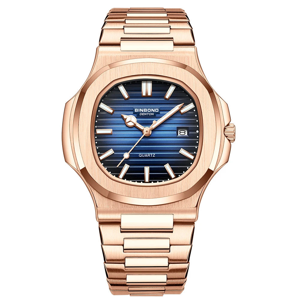 Nuevo Reloj informal de negocios de oro rosa, Reloj de lujo para Hombre, relojes automáticos, relojes de pulsera de cuarzo de alta moda para Hombre, regalos, Reloj para Hombre