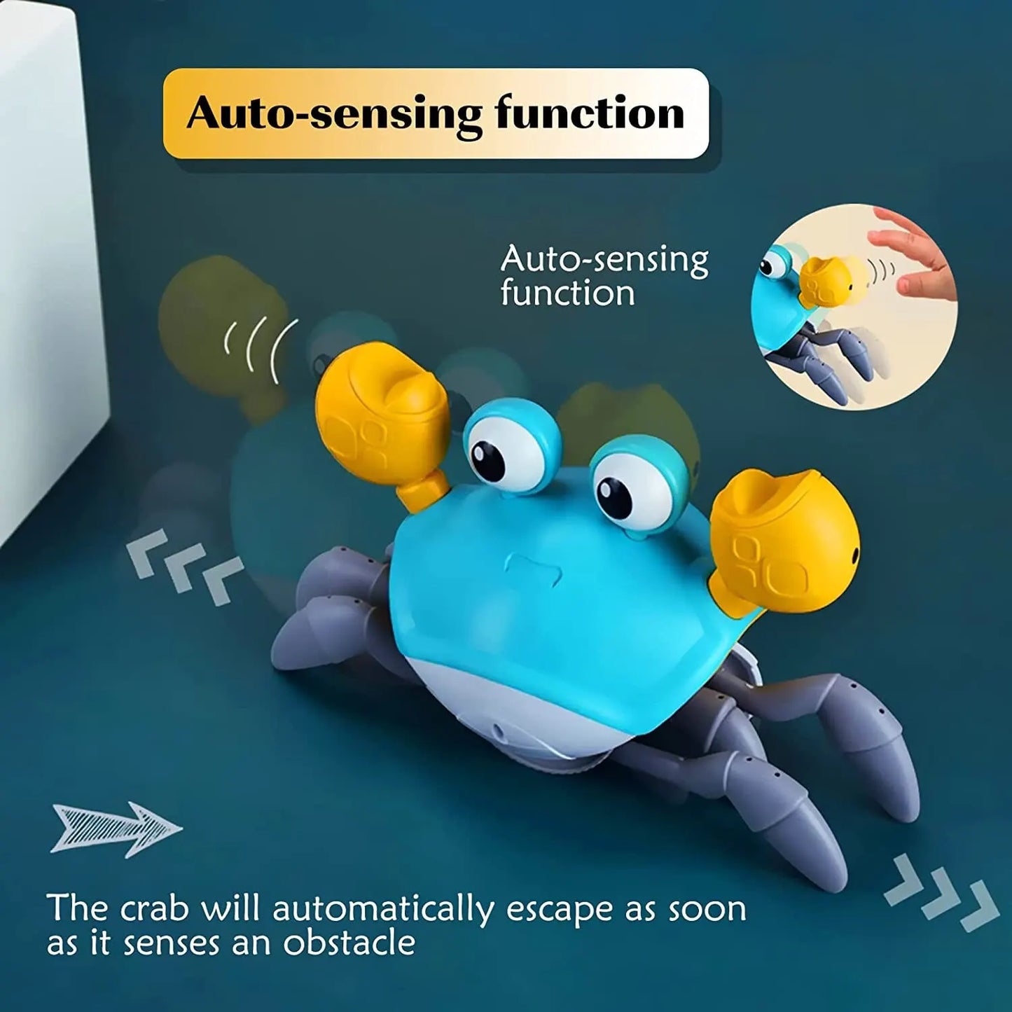 1Pc Escape Cangrejo función de detección automática niños arrastrándose evitando obstáculos mascota electrónica con música