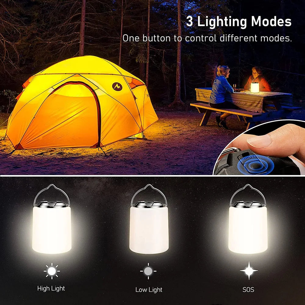 Linterna de luz de camping recargable, linterna de camping, luz blanca cálida de 3000K, linterna Led impermeable, suministros para acampar/senderismo