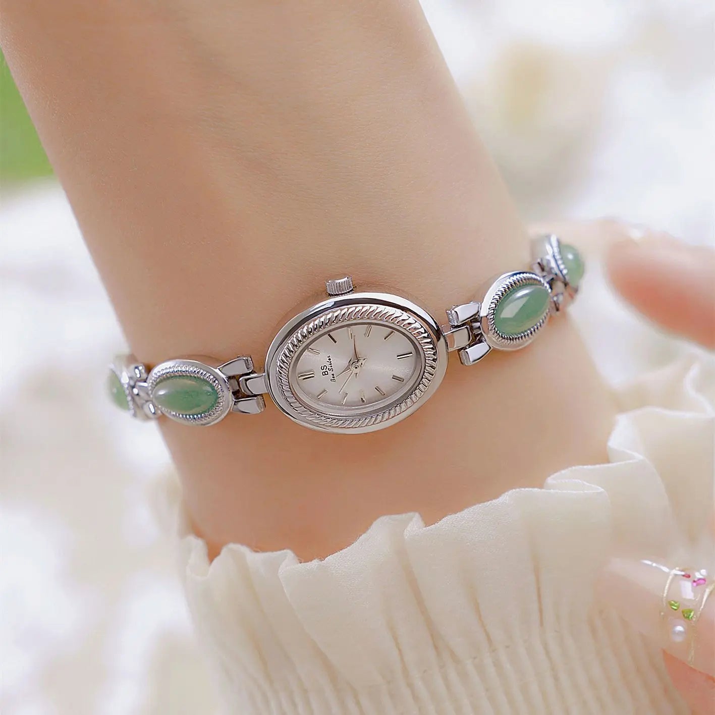 Reloj UTHAI para mujer, pulsera para mujer, marca de lujo, resistente al agua, piedra Dongling Natural Retro, Jade Hotan, relojes de cadena avanzados, regalo