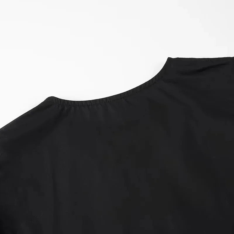 TRAF-Blusas con volantes para mujer, camisas y blusas con mangas abullonadas para mujer, Top corto fruncido blanco y negro, blusa fruncida para mujer 2024