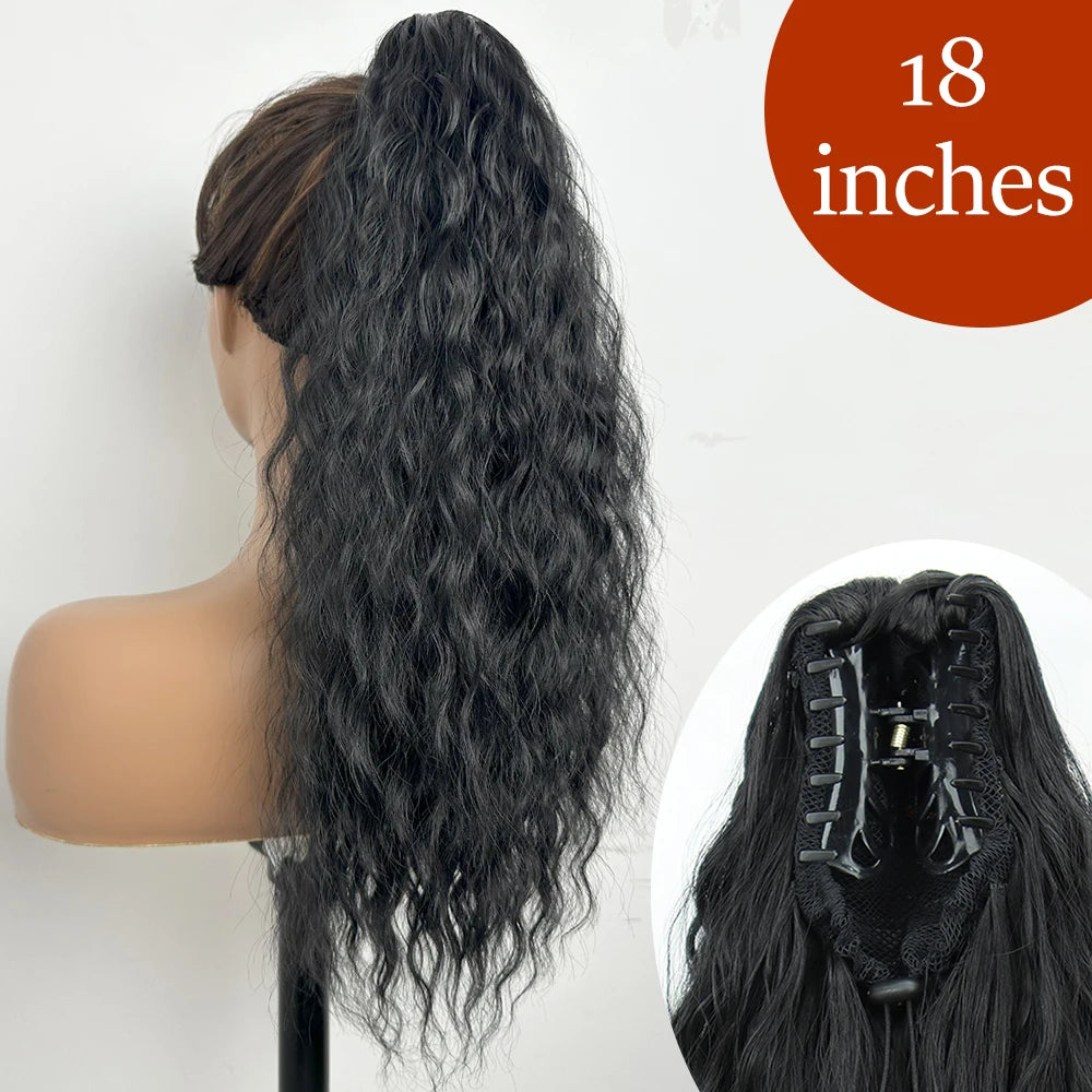 Extensiones de cabello de cola de caballo con Clip de garra larga y recta sintética, pieza de cabello de cola de caballo resistente al calor de 24 pulgadas para mujer, fiesta diaria