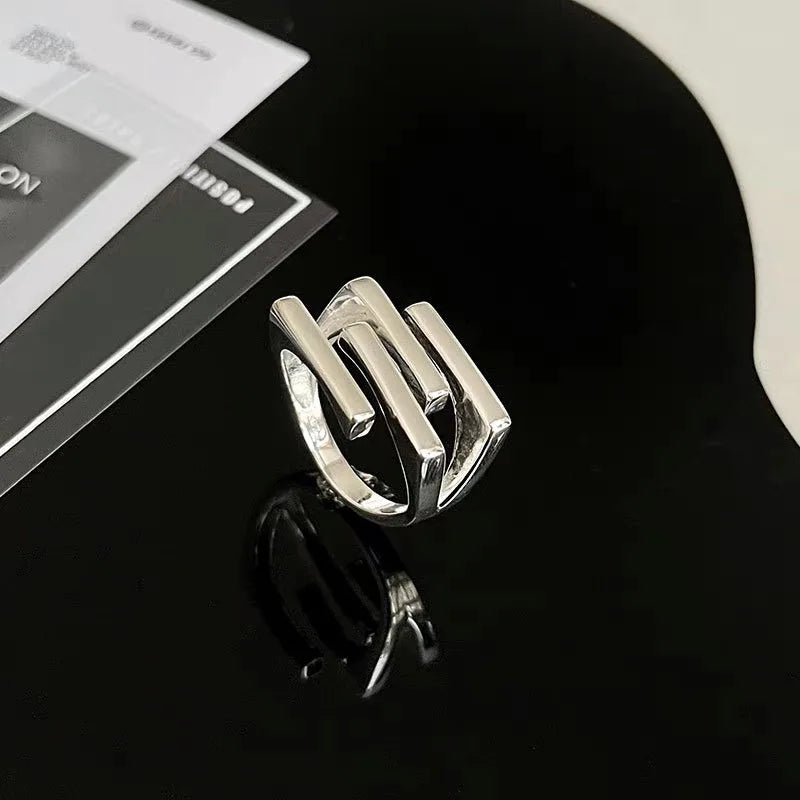 BF CLUB 925 anillos de plata esterlina para mujer, anillo Retro Irregular geométrico Simple hecho a mano, antialérgico de circón dorado para regalo de cumpleaños