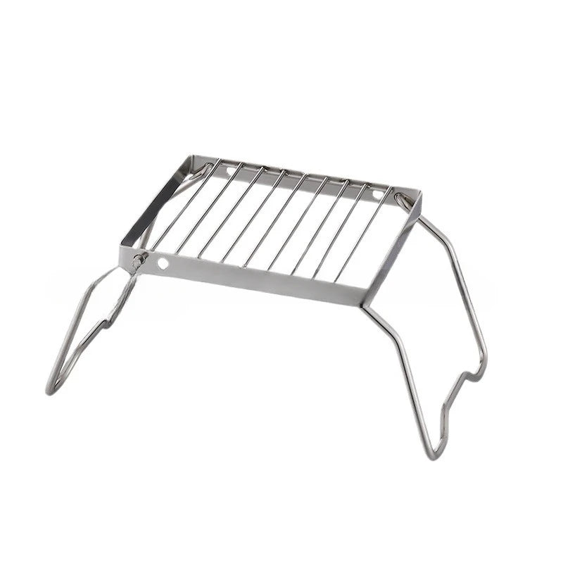 Parrilla plegable para fogata, portátil, multifuncional, de acero inoxidable, resistente a la corrosión a altas temperaturas, para acampar al aire libre