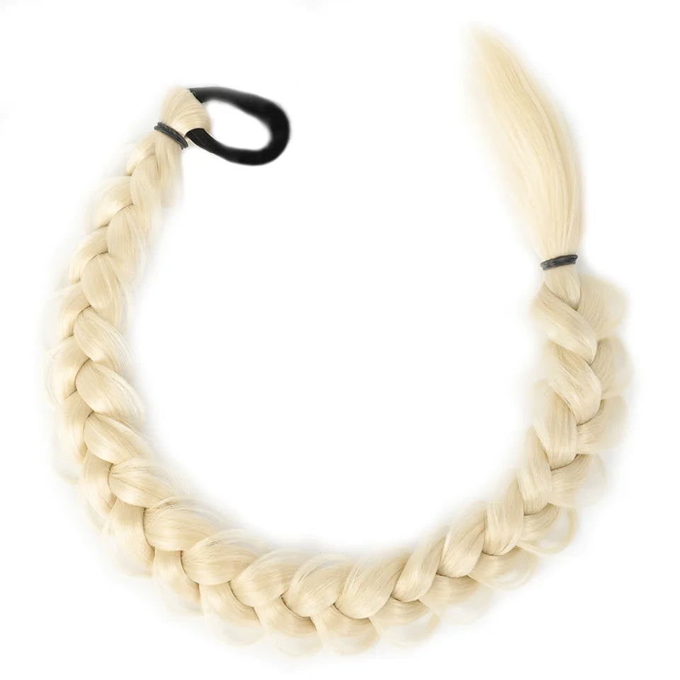 Extensiones de cabello de cola de caballo trenzadas de largo sintético de 24 pulgadas para mujer, accesorios para el cabello de fibra de alta temperatura
