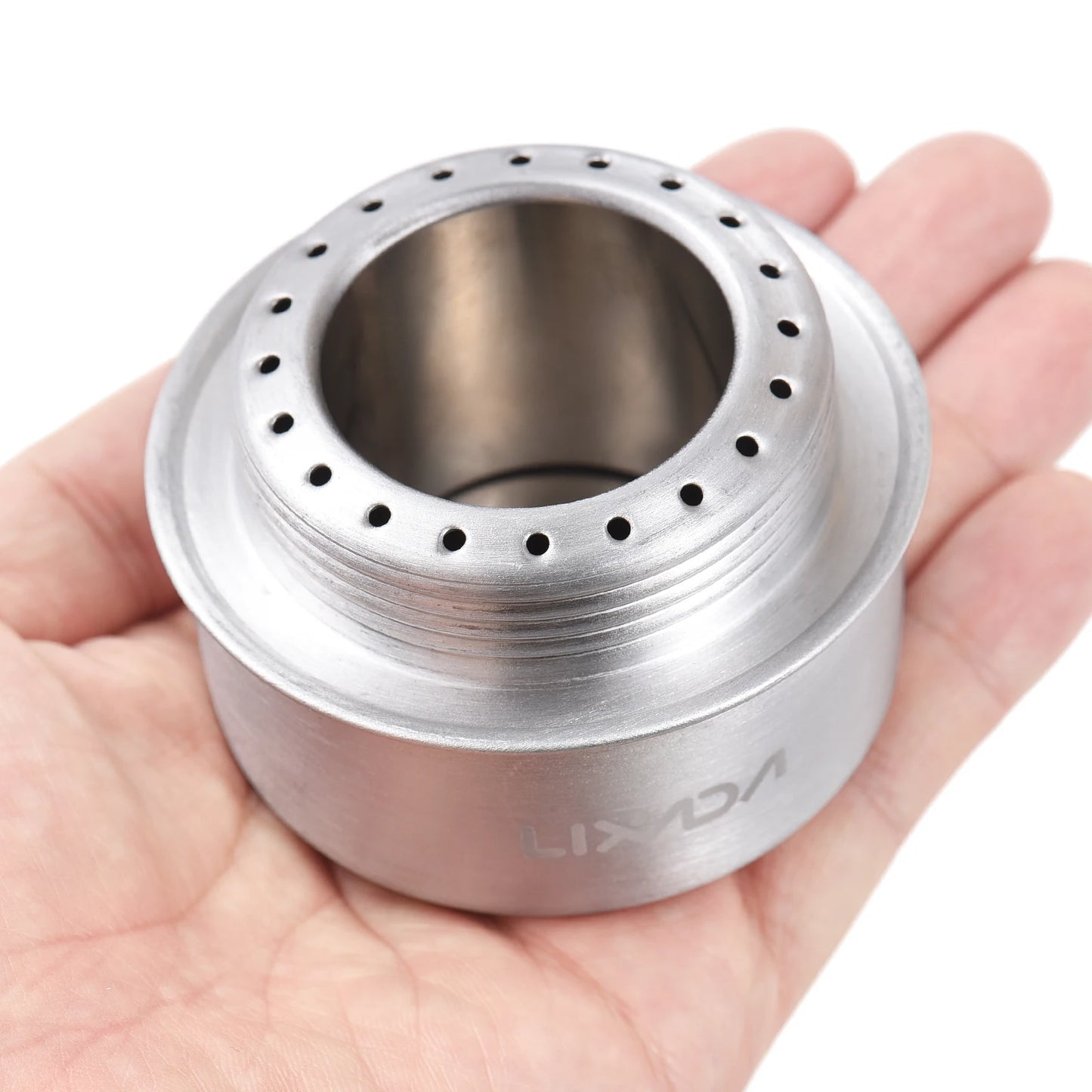 Mini estufa de Alcohol portátil de aleación de aluminio con tapa y soporte cruzado, Camping al aire libre, senderismo, mochilero