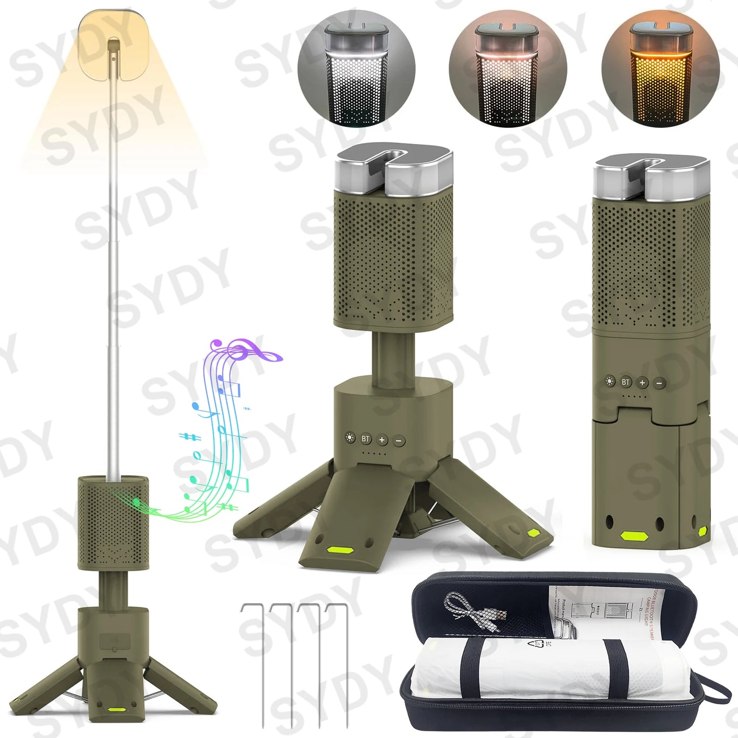 Linterna de Camping de 14000mAh, iluminación telescópica recargable, soporte magnético con altavoz, linterna LED portátil impermeable para exteriores