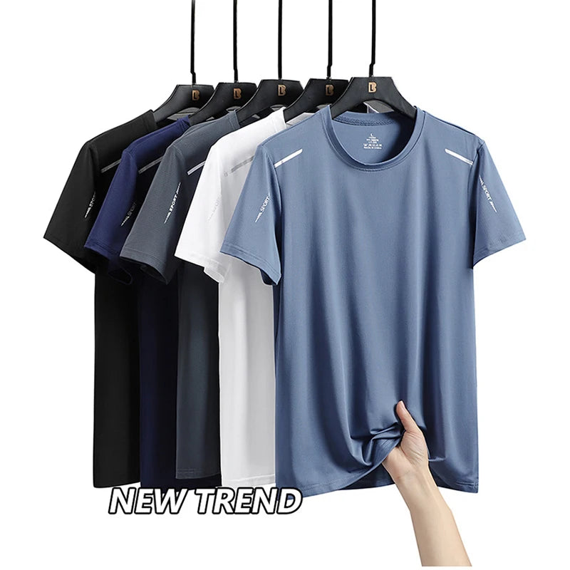 CHRLCK-camisetas de secado rápido para correr para hombre, camisetas transpirables para senderismo y pesca, Camisa corta para deportes al aire libre de elasticidad suave, verano