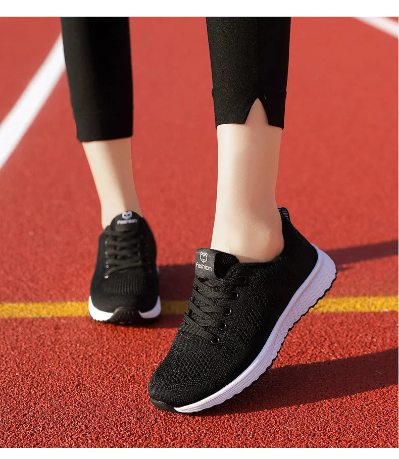 2024 zapatos deportivos para mujer, zapatillas de plataforma a la moda, zapatos planos para correr para primavera e invierno para mujer