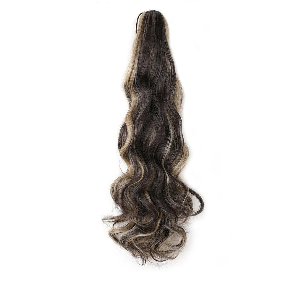 Extensión de cola de caballo, pinza sintética en postizo, extensiones de cabello de cola de caballo onduladas y rizadas, peluca larga de cola de caballo para mujer
