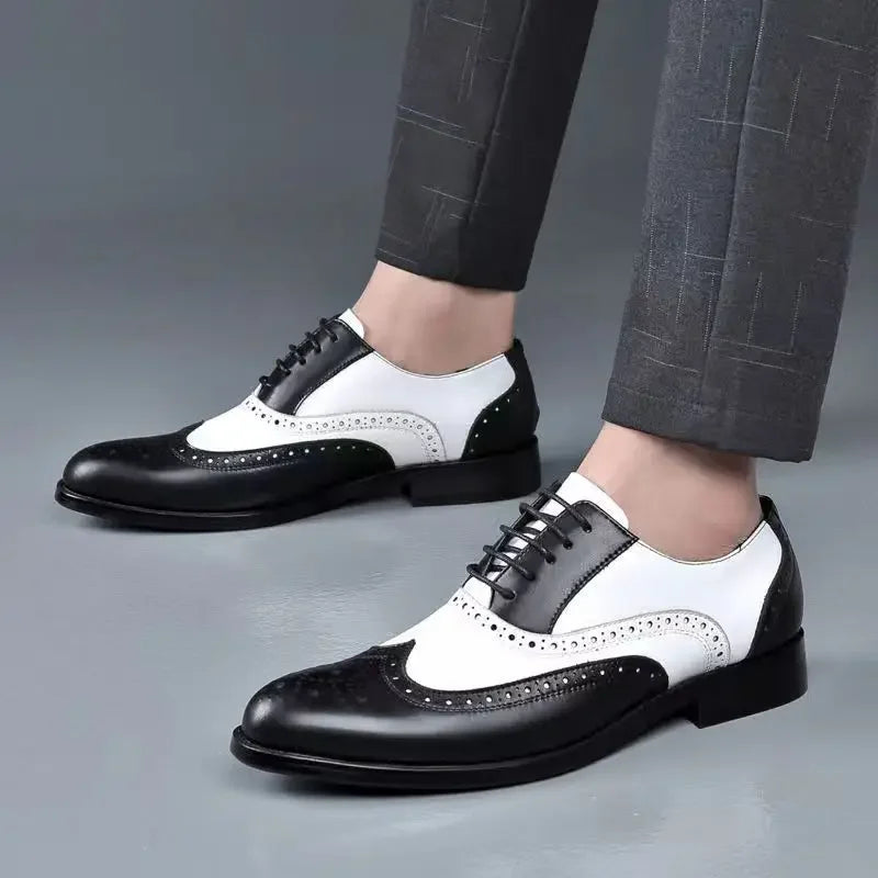 Zapatos de vestir para hombre de colores mezclados, zapatos de cuero Retro para hombre, calzado barroco de negocios para hombre, calzado Oxford informal para hombre Erkek Ayakkabı