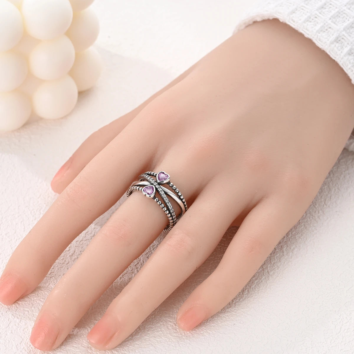 Anillo de Plata de Ley 925 Original para mujer, joyería fina con circonita, luciérnaga, corazón, cruz