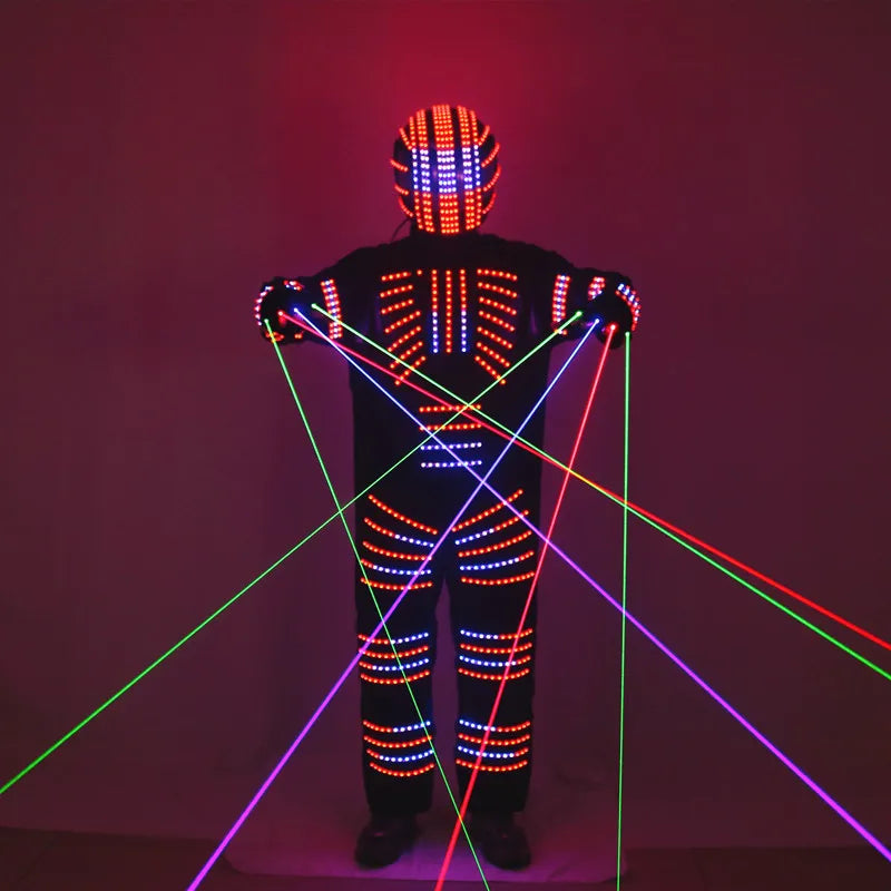 Traje de robot LED a todo color, disfraz de depredador láser, bailarina de escenario, soldado de hierro, traje de cosplay para club nocturno nuevo