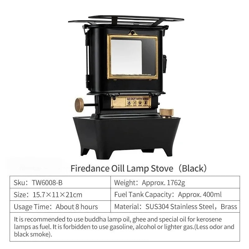 Lámpara de aceite de firedancia, estufa, linterna portátil para acampar al aire libre con luces Retro de emociones, perfecta para picnic y mochilero, aventuras