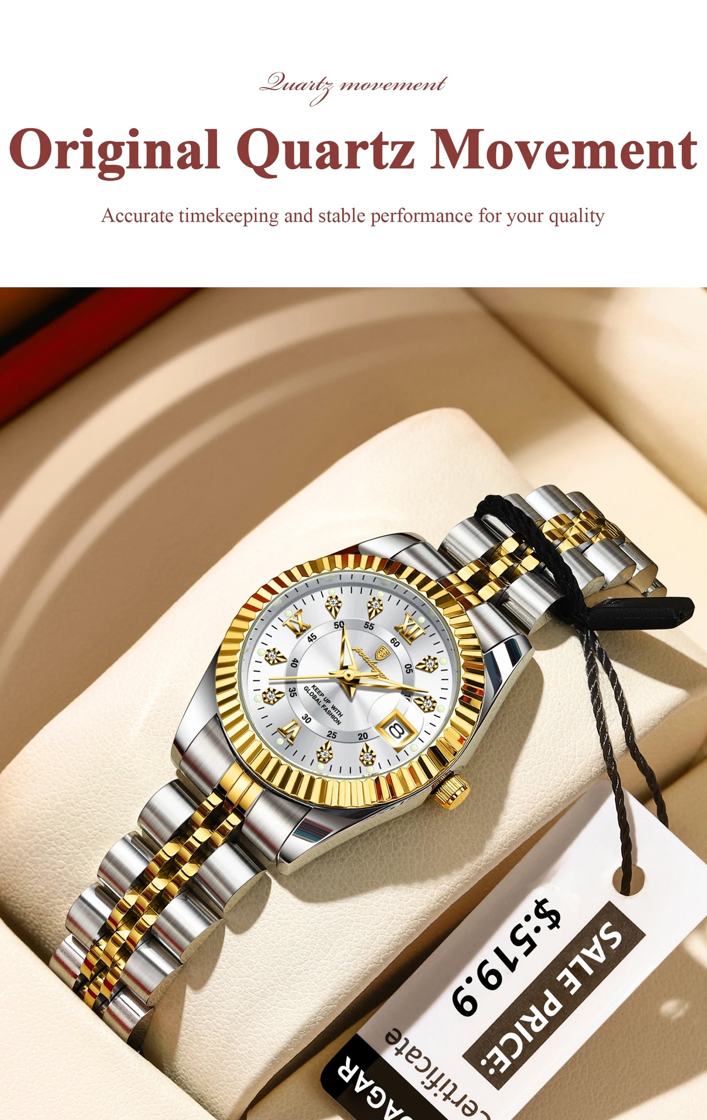 POEDAGAR, relojes de lujo para mujer, Reloj de pulsera resistente al agua con fecha luminosa para mujer, Reloj de cuarzo elegante de acero inoxidable para mujer, Reloj
