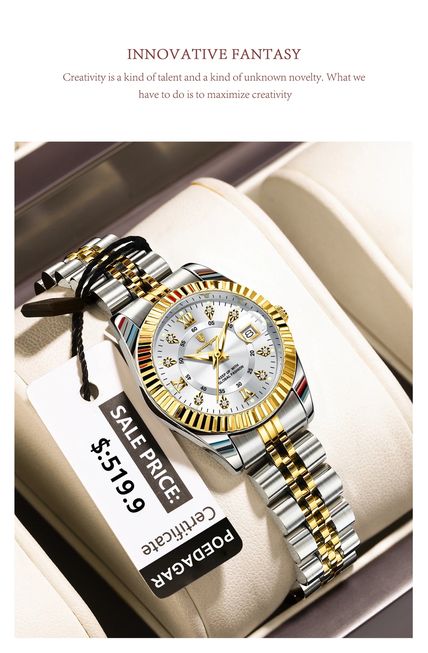 POEDAGAR, relojes de lujo para mujer, Reloj de pulsera resistente al agua con fecha luminosa para mujer, Reloj de cuarzo elegante de acero inoxidable para mujer, Reloj
