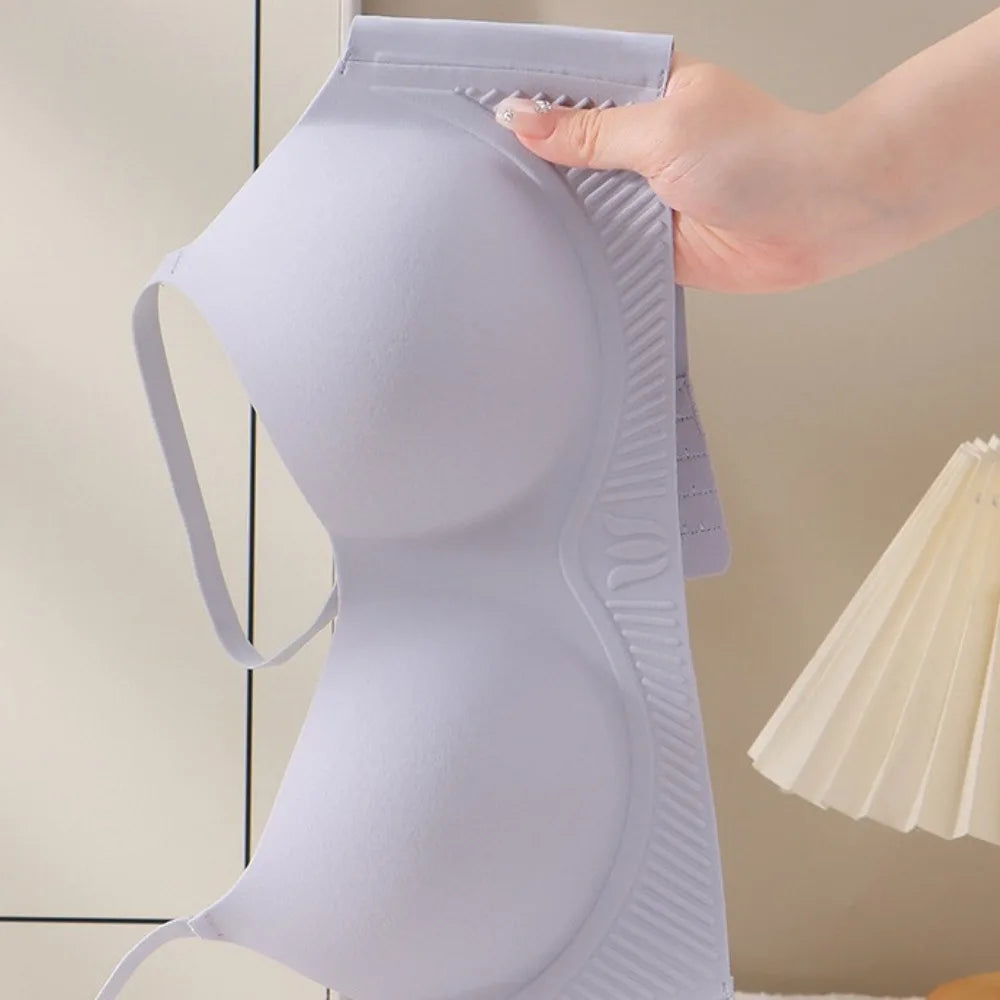 Sujetador suave sin costuras con escote en V profundo para mujer, sostén antiflacidez a prueba de golpes, sin rastro, parte de atrás bonita, ropa interior push-up