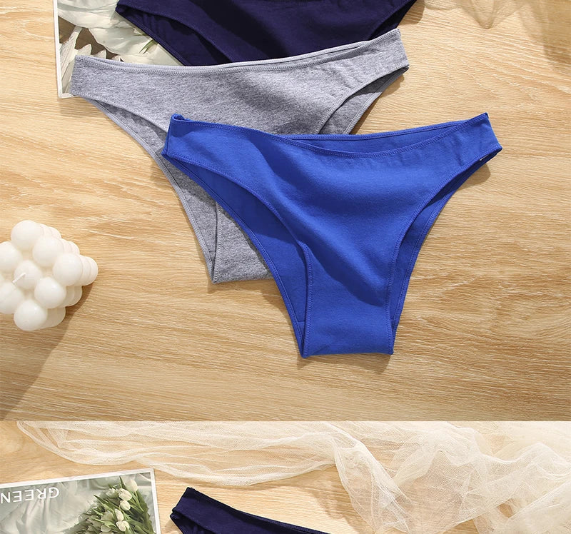 FINETOO-Conjunto de bragas de M-XXL para mujer, lencerÃa de algodón, ropa interior Sexy, 7 colores sólidos