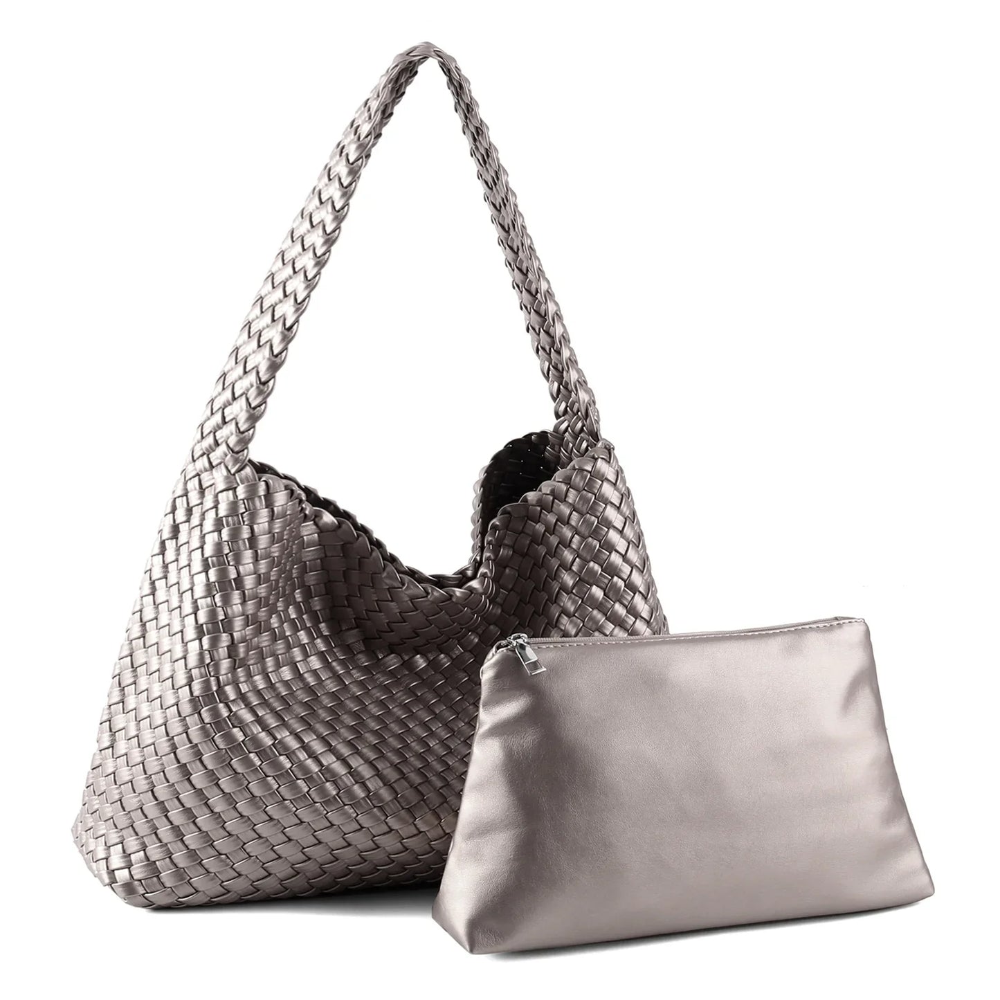 ZR DIARY-Bolso tejido de lujo para mujer, bolsa de mano de gran capacidad de cuero PU, informal, a la moda, con textura suave, BZ618
