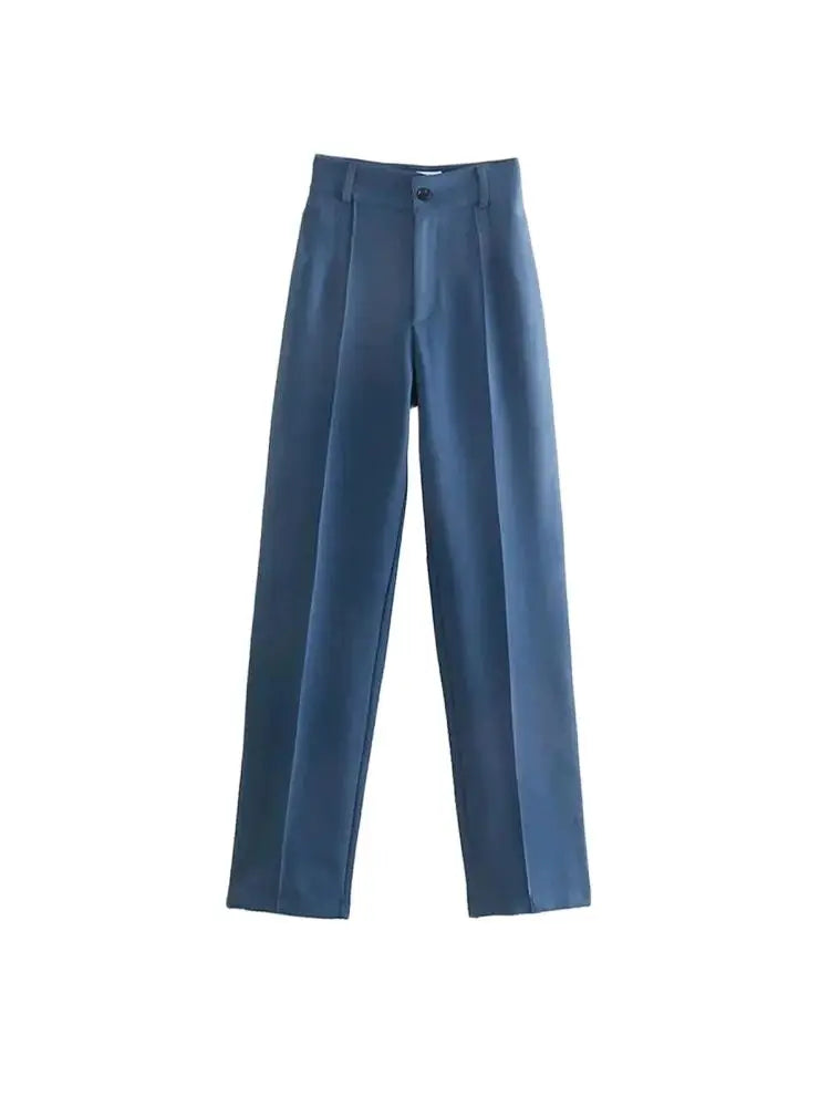 TRZA, pantalones rectos elegantes a la moda para oficina para Mujer, pantalones Vintage de cintura alta con cremallera, pantalones para Mujer