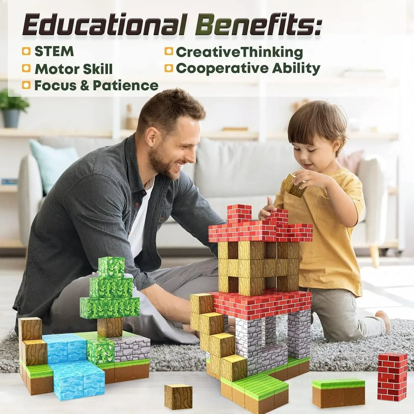 100 Uds. Bloques magnéticos de juguete, juego de imanes de construcción para niños y niñas, cubos sensoriales Montessori con tallo para regalo para niños pequeños