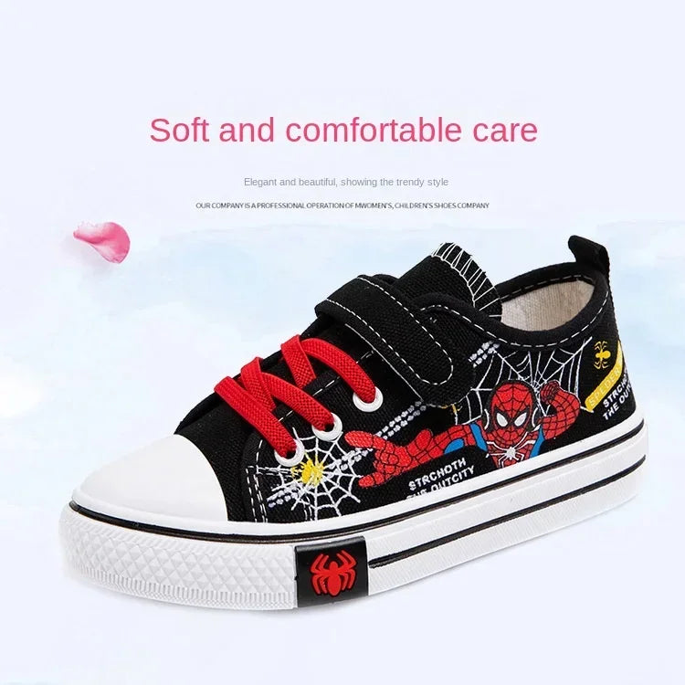 Zapatos de lona Disney para niños, zapatillas de deporte de Spiderman para niños, zapatos antideslizantes para estudiantes, zapatos deportivos de fondo suave para exteriores