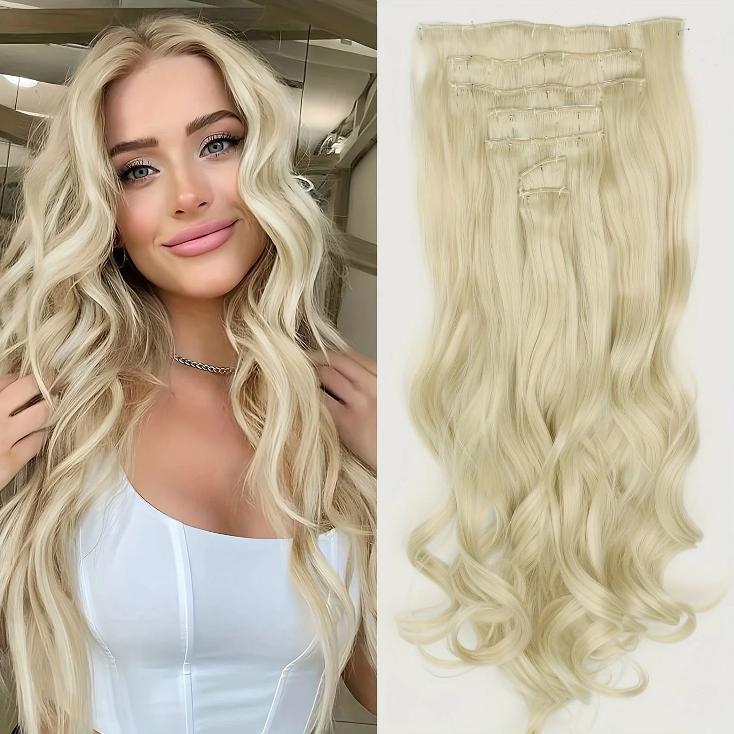 7 unids/set 16 Clips extensión de cabello negro largo liso pelo Natural Ombre peluca fibra resistente al calor para peinado de mujer