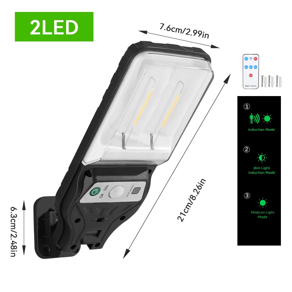 Lámpara Solar de pared con Sensor de movimiento para exteriores, modo de iluminación, 9 rejillas, Cob, iluminación de camino de patio y jardÃÂn