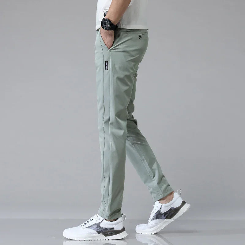 Pantalones informales rectos ajustados elásticos ultrafinos para hombre, pantalón deportivo de Golf transpirable de alta calidad, primavera y verano, 2024