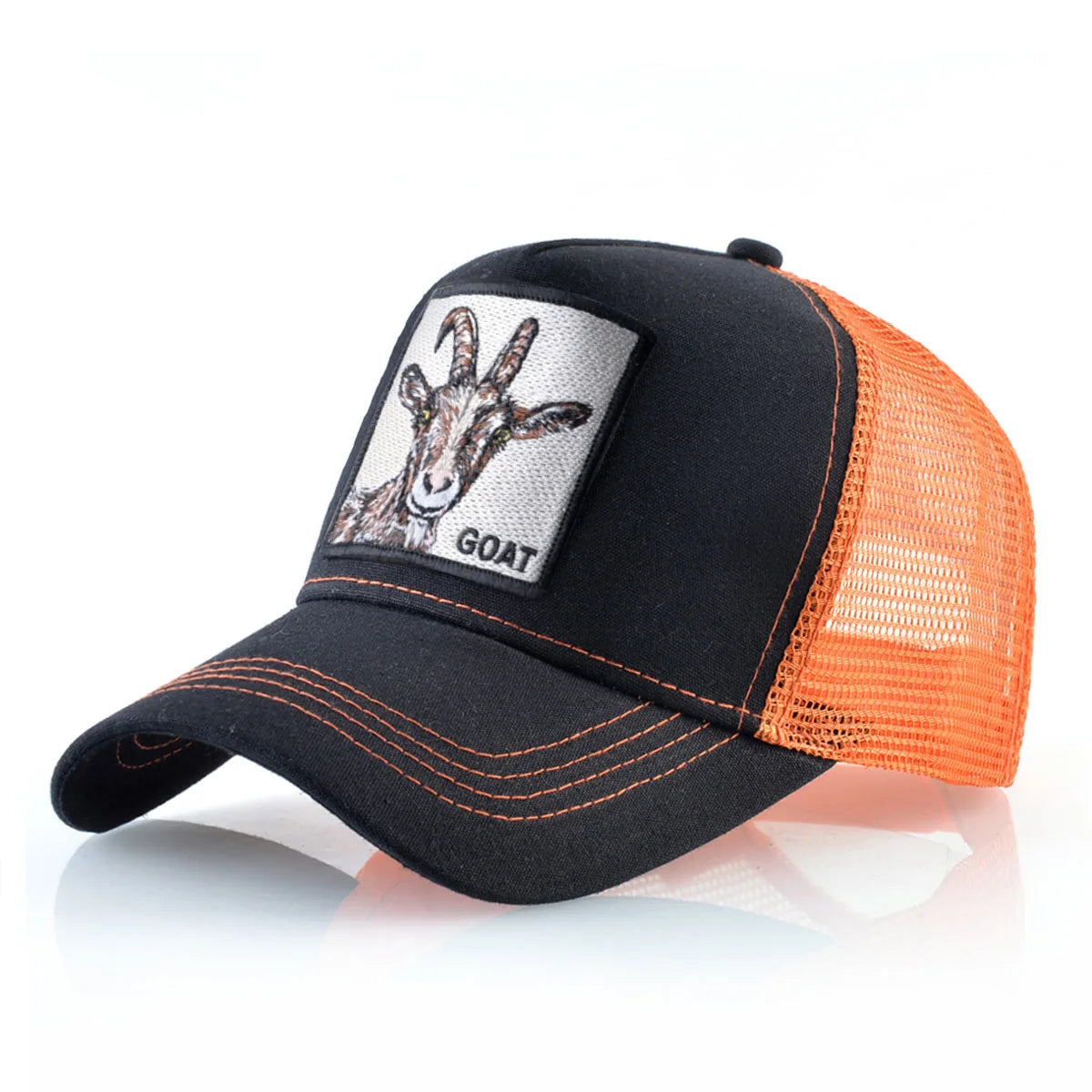 Gorras de camionero de moda con parche de cabra bordado gorra de béisbol Snapback para las cuatro estaciones para hombres y mujeres gorra con visera ajustable