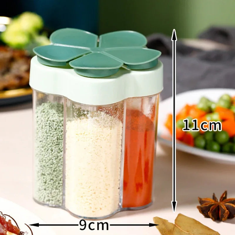 Tarro de condimentos para acampar con tapas, compartimento transparente para especias para cocinar al aire libre, barbacoa, salero y pimienta, Camping al aire libre