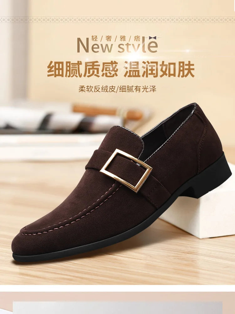 Zapatos de vestir para hombre, mocasines formales de diseñador, zapatos de cuero de gamuza, mocasines de trabajo Social y negocios, boda