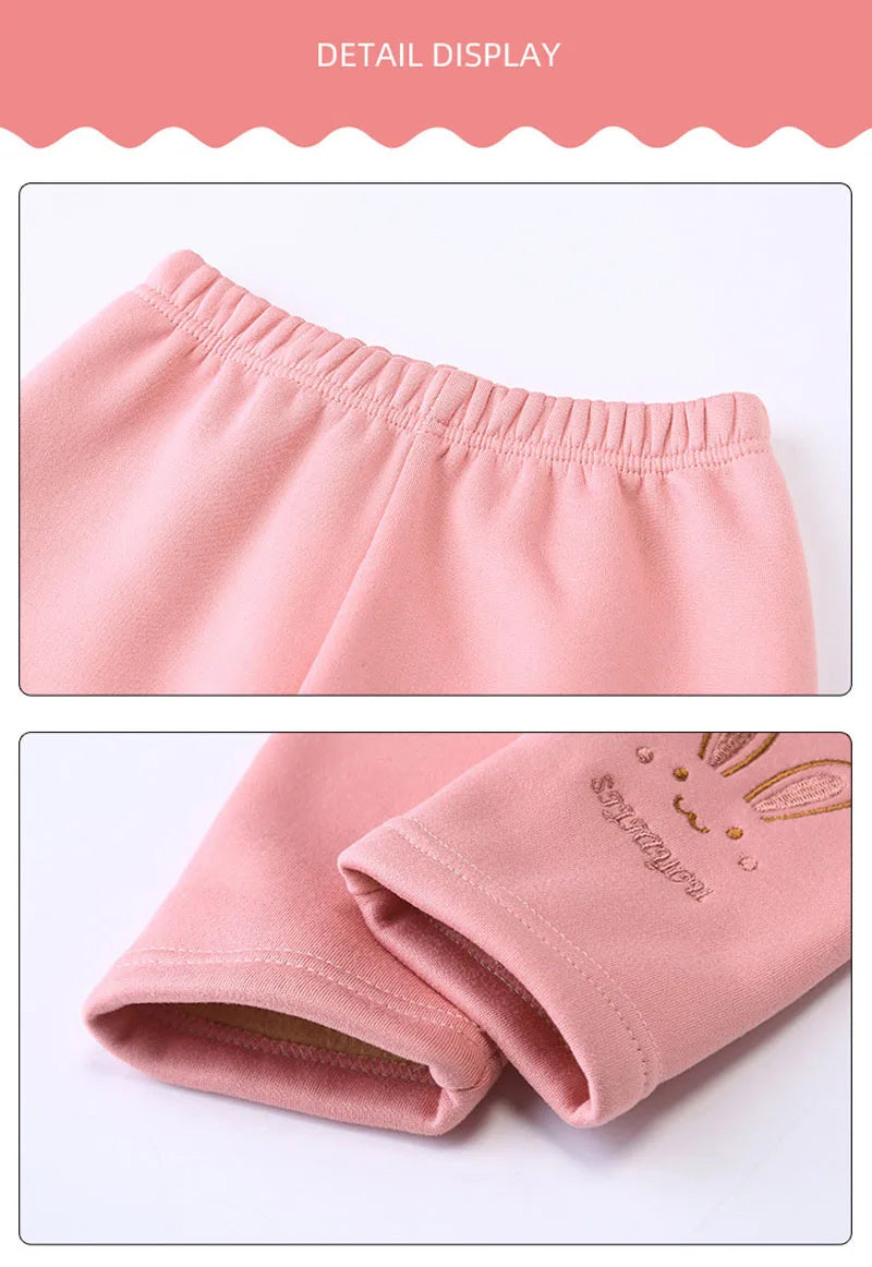 Leggings para niñas Otoño Invierno grueso cálido más lindo conejo Fond niños bebé parte inferior pantalones