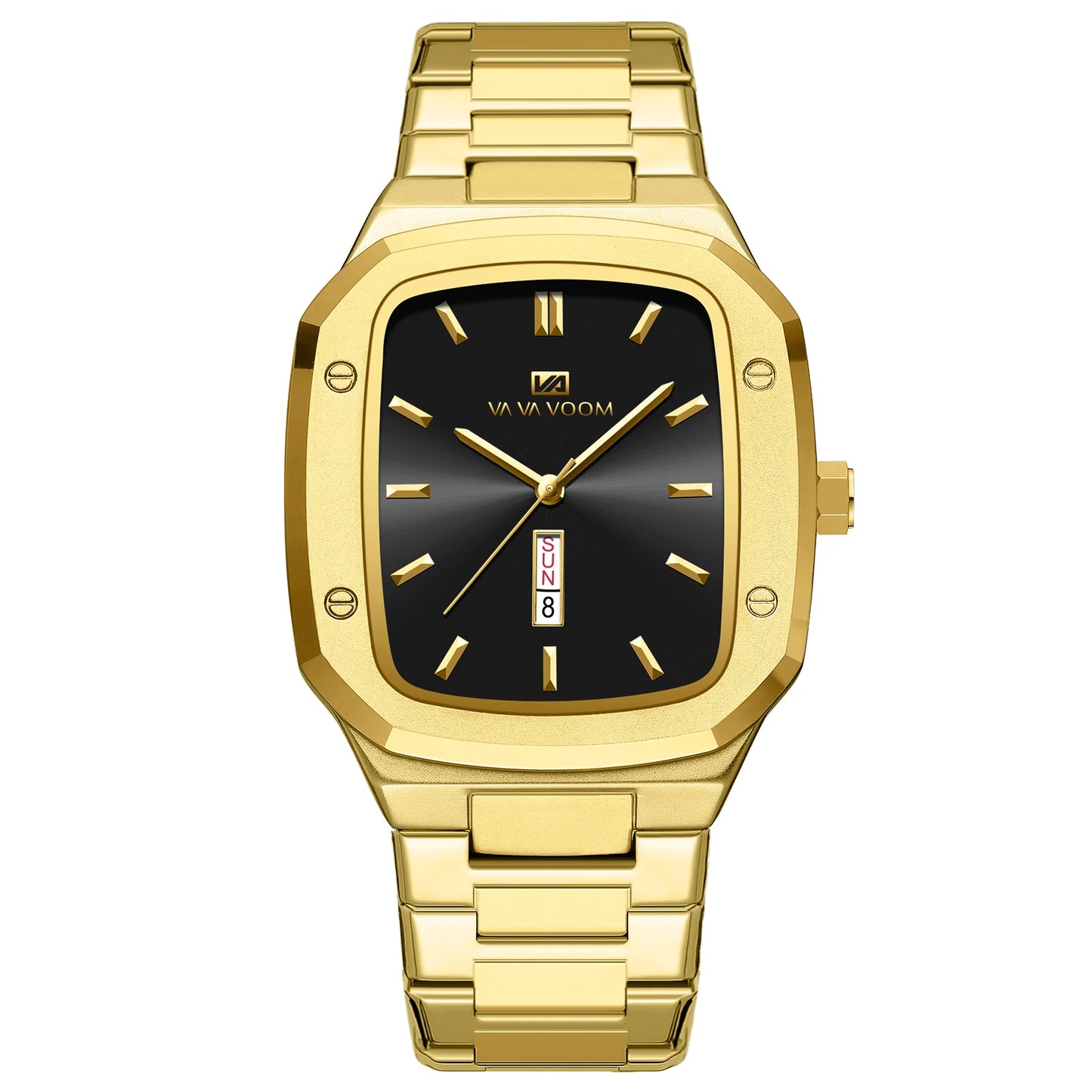 2024 nuevo reloj para hombre, correa cuadrada de acero inoxidable a la moda, oro azul, 3Bar, calendario semanal de cuarzo, reloj de pulsera deportivo de negocios simulado