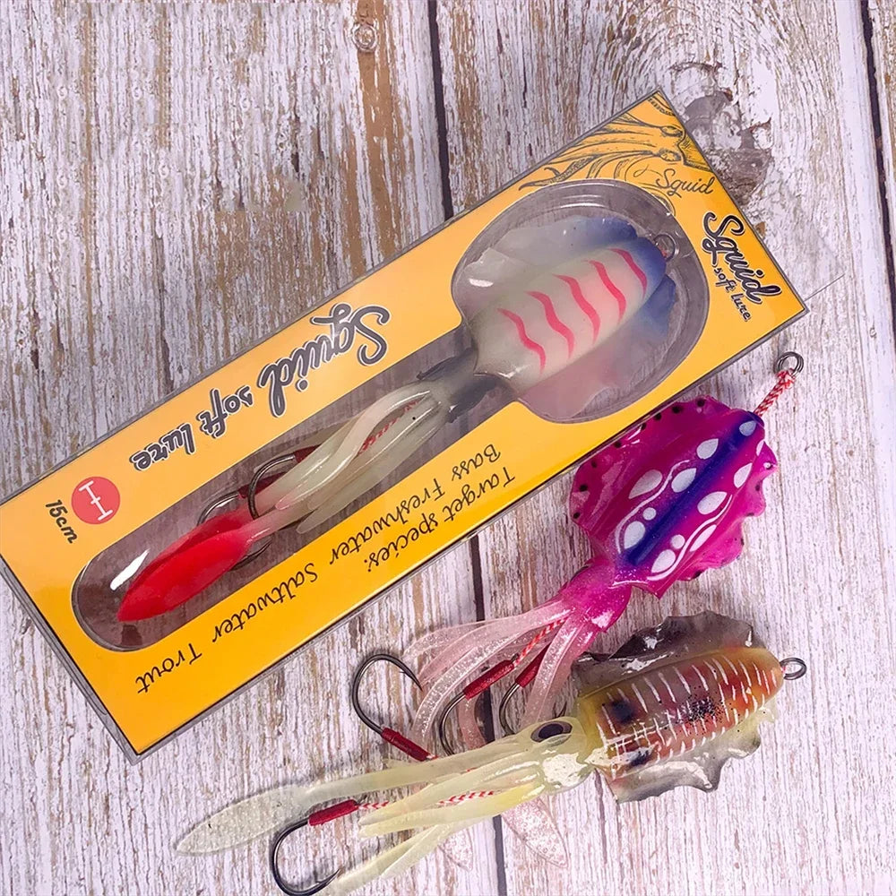 ZUKIBO-cebo de calamar suave para pesca, señuelo de pesca con curricán, plantillas con cabeza de pulpo, plantilla de calamar UV luminosa de 60g para pesca en barcos de aguas profundas, cebo Wobblers