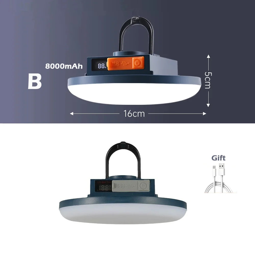 Luz LED recargable para acampar con absorción magnética, Banco de energía de doble uso, lámpara colgante, iluminación de emergencia