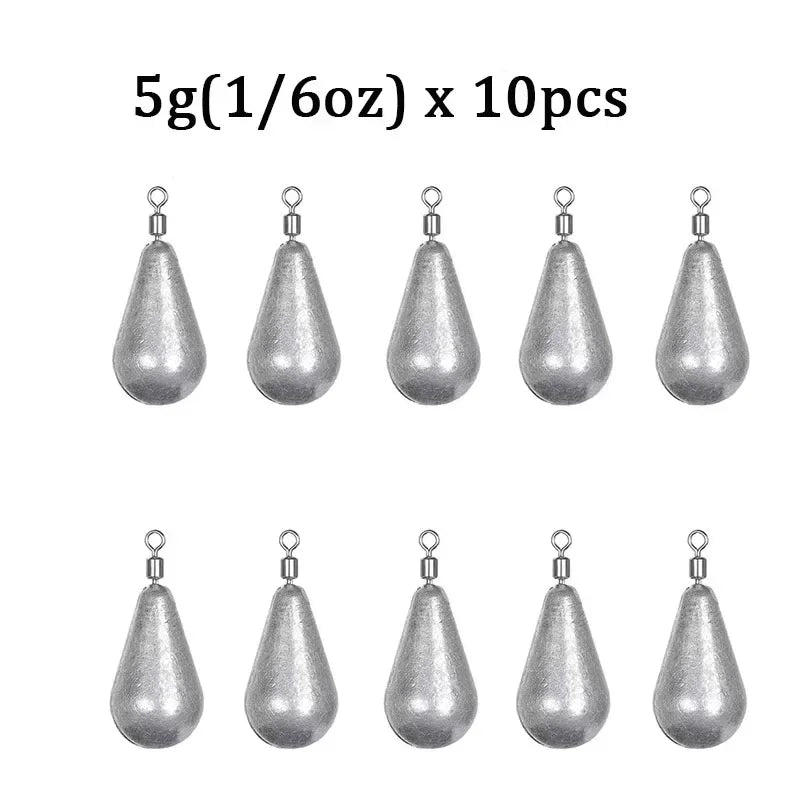 10 unids/lote, plomos de peso para pesca, 3,5g, 5g, 7g, 10g, 14g, cebo suave, accesorios para aparejos de pesca de lubina, conector de gancho de plomos de lÃnea