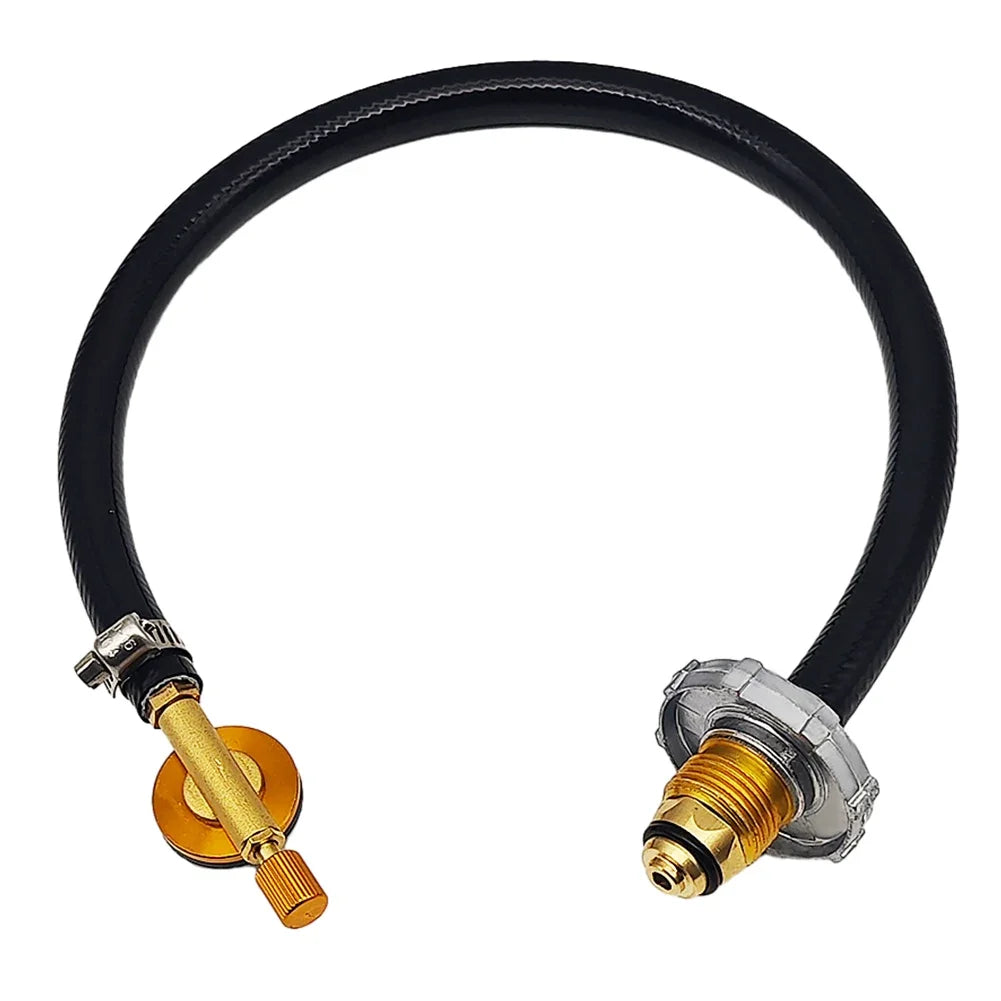 Adaptador de llenado de cilindro de gas con válvula de control ON-Off Manguera de extensión de propano Manguera de recarga de propano de cobre para acampar al aire libre