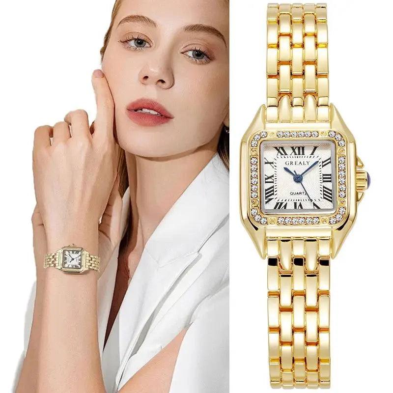 Relojes de lujo para mujer, relojes de pulsera cuadrados de cuarzo de marca clásica para mujer, correa de aleación, reloj de pulsera de negocios para mujer