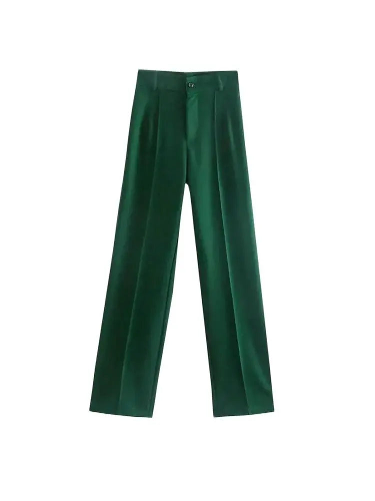 TRZA, pantalones rectos elegantes a la moda para oficina para Mujer, pantalones Vintage de cintura alta con cremallera, pantalones para Mujer