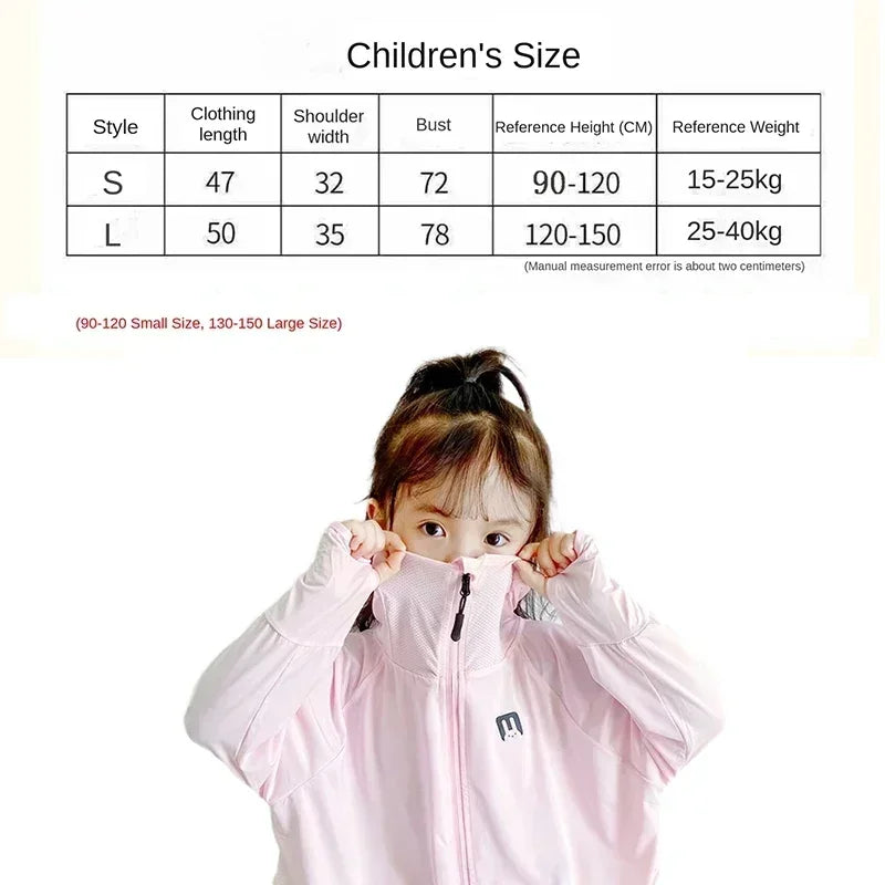 Ropa de protección solar para niños, chaqueta de protección solar de seda helada para exteriores, resistente a los rayos UV, chaqueta de protección solar para juegos al aire libre de verano