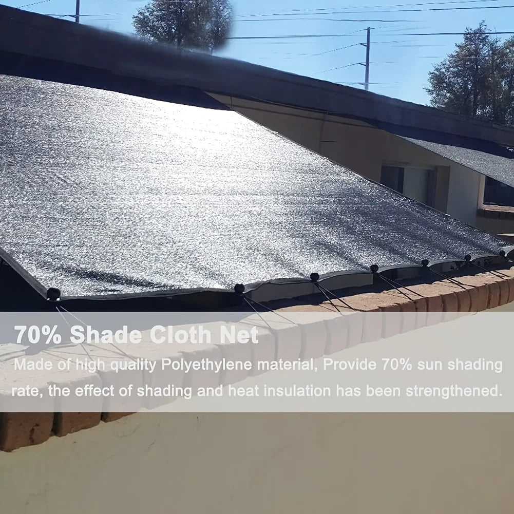 Malla de red de tela para sombra de protección solar 70%, tela de protección solar con ojales para plantas, protección térmica, Patio al aire libre
