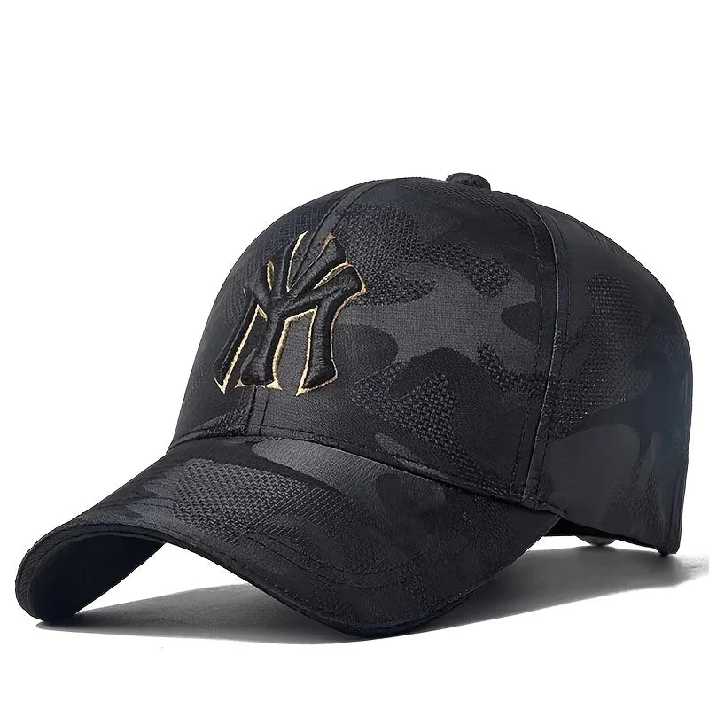 Sombreros de béisbol de camuflaje con bordado de letras a la moda, sombreros casuales ajustables para exteriores para primavera y otoño, sombrero protector solar