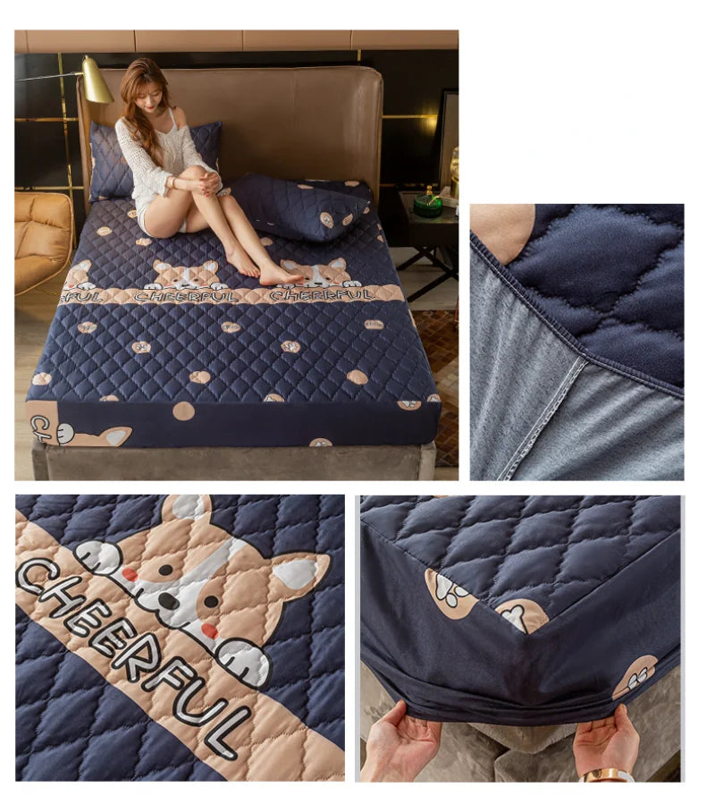 Sábana ajustable 100% impermeable, Protector de funda de colchón acolchado de algodón con Clip de clase A y banda elástica, decoración tamaño Queen y King