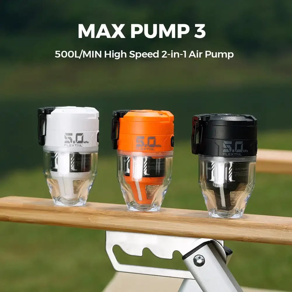 FLEXTAIL MAX PUMP 3 - Bomba de aire recargable 2 en 1 de alta velocidad Bomba de camping portátil para cama de aire, colchonetas para dormir, bolsa de vacío