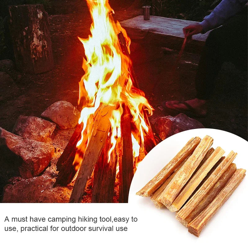 Palo de iniciación de fuego de madera de grasa, herramientas para hacer fuego al aire libre, palos de madera Natural para acampada, senderismo, supervivencia de emergencia, 1 caja